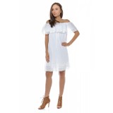 Rochie scurta alba din panza topita Alba