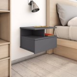 Noptieră suspendată gri extralucios 40x31x27 cm lemn prelucrat