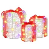 vidaXL Decorație cutie de cadou 3 pcs colorat 20 x 20 x 21 cm Acril 42019087