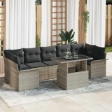 VidaXL Set de canapea de grădină , 8 piese, cu perne gri deschis, din rattan poly.