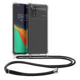 Husa Kwmobile pentru Xiaomi Poco M4 Pro 5G, Silicon, Transparent/Negru, 59493.01, Textil, Carcasa