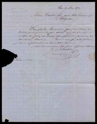 France 1870 Cover + Content Cette to Lezignan - Railroad cancel D.188 foto