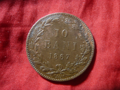 Moneda 10 Bani 1867 watt , Carol I , cupru ,cal. mediocru foto