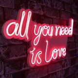 Cumpara ieftin Decoratiune luminoasa LED de perete All You Need is Love Rosu 32x60x2 cm