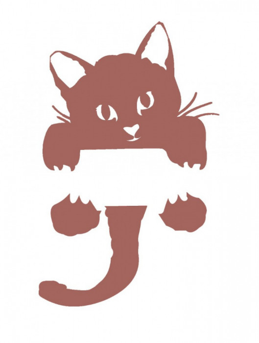 Sticker decorativ pentru intrerupator, Pisica, Maro deschis,11.5 cm, S1018ST-22