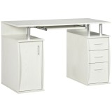 HOMCOM Birou pentru calculator, birou 120 x 55 cm cu suport pentru tastatură, 3 sertare, pentru dormitor, acasă, alb | Aosom Romania
