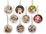 Set 9 ornamente brad Craciun ceramica multicolora &Oslash; 7,5 cm
