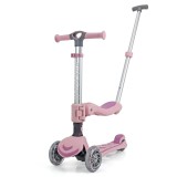 Trotineta pliabila cu 3 roti luminoase, ghidon reglabil si scaun detasabil, 3 in 1, Kick'n Roll, S6 Eco, Roz