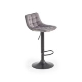 Scaun bar HM H95, baza metalica, suport picioare, stofa tip plus, ergonomic, rotativ, 100 kg, gri