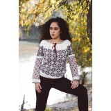 Ie tricotata cu model floral grena