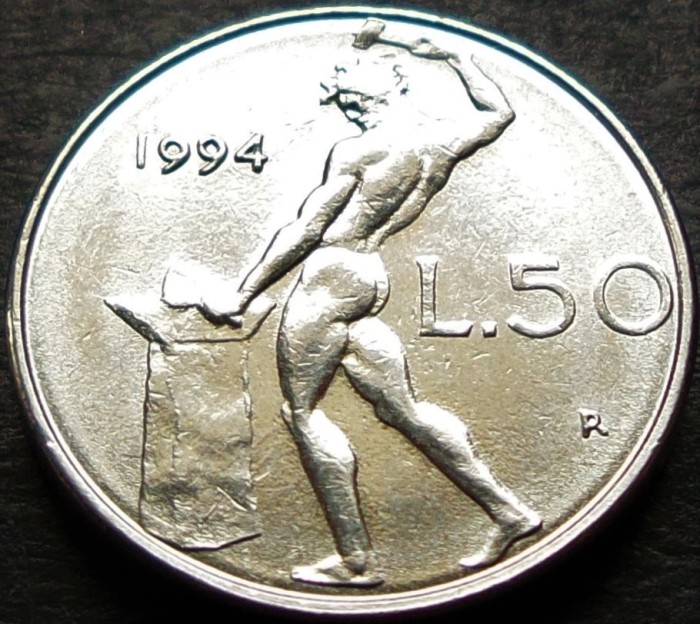 Moneda 50 LIRE - ITALIA, anul 1994 *cod 894 = modelul mic