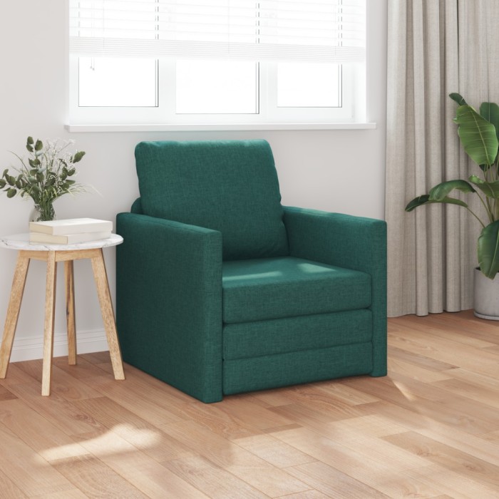 vidaXL Sofa Pat 2 &icirc;n 1 Verde &Icirc;ntunecat 74x77x81 cm Textile