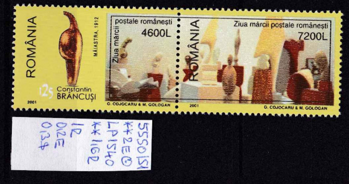2001 Ziua marcii postale LP1540 MNH Pret 1+1 Lei