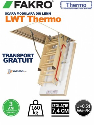 Scara modulara din lemn, model LWT Thermo Fakro foto