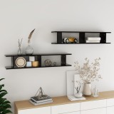 Set 2 Rafturi Perete Gossi, Negru, 105x18x20 cm, PAL, Design Modern, Montare Usoara, Living, Dormitor