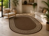Cumpara ieftin Covor Oval Bucatarie Tip Iuta, Model Natura 900-91, Marime 50 x 80 cm, Crem, Maro, Antialergic, Polipropilena, Living, Terasa, Sufragerie, Birou
