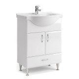 Dulap Baie Inferior Alb Lucios Bianca Plus 65 cm cu Lavoar MDF PAL 82x65x48 cm