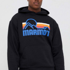Marmot bluza barbati, culoarea negru, cu glugă, cu imprimeu