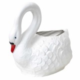 Ghiveci din plastic, model lebada alb, lungime 63 cm / EXT 6093