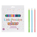 Set Creioane Colorate, Little President, Subtiri, 24 Bucăți, Culori Multicolor, Pastel, Oem