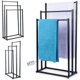 Suport Pentru Prosoape, 44x21x86 cm, Fabricat Din Metal Vopsit Electrostatic, Constructie Stabila, Trei Bare Pentru Uscare, Negru