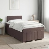 Cumpara ieftin Pat boxspring cu saltea Maro inchis 120 x 190 cm Tesatura
