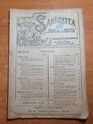 sanatatea si viata fericita 1-15 noiembrie 1920-revista de medicina populara foto