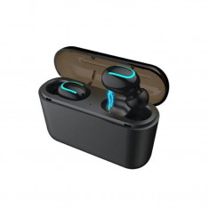 Set 2in1 Casti Bluetooth Wireless cu microfon si statie incarcare, compatibile Android &amp;amp; iOS, BlueTooth v.5.0 foto