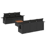 Cumpara ieftin Set canapele de gradina cu perne, 7 piese, negru, poliratan