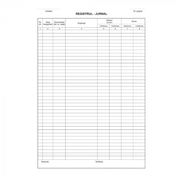 Registru Jurnal A4, 100 File/Carnet - Formular Tipizat Gestiune