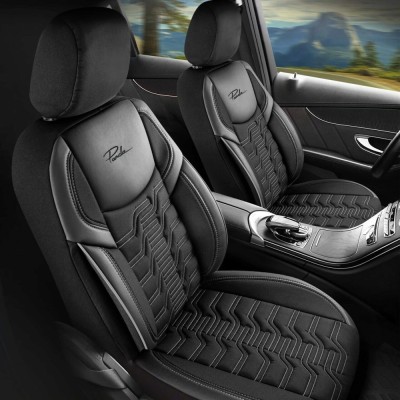 Set Huse Scaune Auto pentru Suzuki Swift - Panda Berlin, negru cu cusatura gri, 11 piese foto