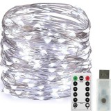 Instalatie craciun, 10 metri, 100 led-uri, usb, telecomanda cu 8 functii, alb rece, flippy