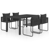 Cumpara ieftin Set mobilier de gradina, 5 piese, negru, ratan PVC