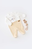 Salopeta Ursulet BabyCosy Crem Maneca Lunga Botosei Bumbac Organic 6-9 Luni
