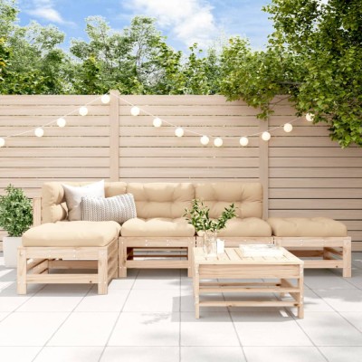 vidaXL Set mobilier relexare de grădină, 6 piese, lemn masiv de pin 3186333 foto