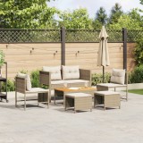 VidaXL Set Sofa Extern Bej și Crem Ratan și Țesătură Mediu Durabil