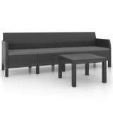 Set mobilier de gradina cu perne, 2 piese, antracit, PP ratan
