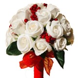 Buchet de Flori EVENTISSIMI - Trandafiri Alb Rosu, Eventissimi&reg;
