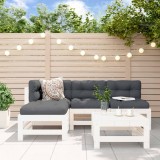 Cumpara ieftin Set mobilier relaxare de grădină 5 piese alb lemn masiv de pin