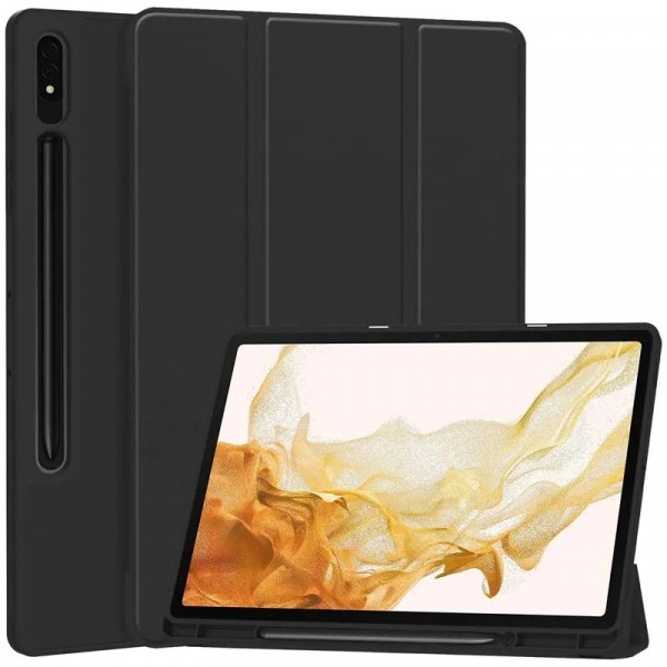 Husa pentru Samsung Galaxy Tab S8+ / Tab S7+, Techsuit, Flex Trifold, Neagra
