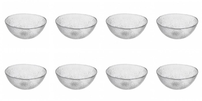 Set boluri, 8 piese, 350 ml, Sticla, Transparent natur