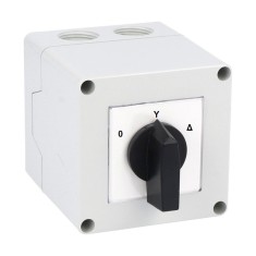 Comutator stea-triunghi 40A 15kW 3 poli pornire motor industrial cu came PACO rotativ IP65 110x110mm