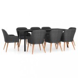 Cumpara ieftin Set mobilier de gradina cu perne, 9 piese, negru