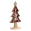 Decorațiune Crăciun Lemn, Model Brad Roșu, Detalii Glitter Auriu, 19cm, Oem