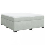 Cumpara ieftin Pat box spring cu saltea, gri deschis, 180x200 cm, catifea