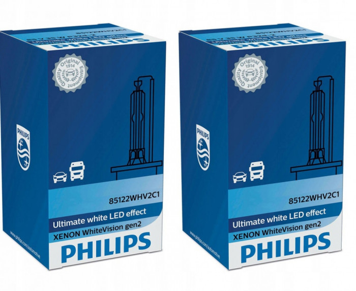 Set 2 Buc Bec Xenon Philips D2S 35W 85V P32d-2 White Vision Gen 2 85122WHV2C1