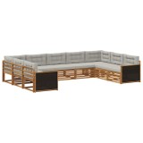 vidaXL Set de canapele de exterior 9 pcs Natural și gri deschis 3383824