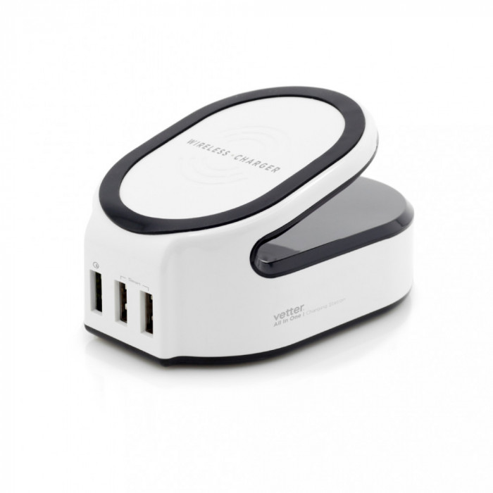 Incarcator retea wireless Vetter, All in One Charging Station, 1 x USB Quick Charge 3.0, 2 x USB Smart Output