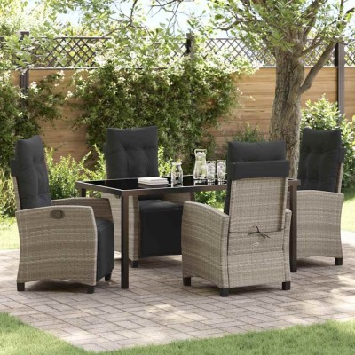 vidaXL Set de masă pentru grădină 5 pcs Gri deschis poliratan 3380459 foto