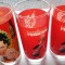 Trei pahare de colectie Coca Cola, inaltime 13 cm, diametru 5 cm